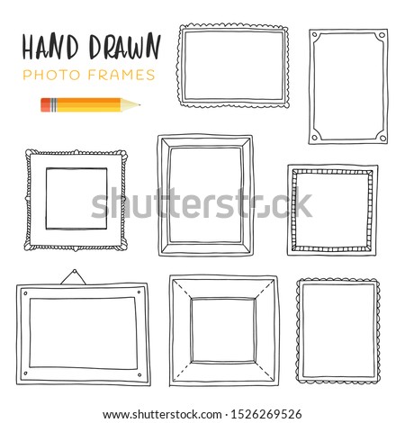 Hand-drawn vector illustrations. Decorative vector template frames. Those photo frames you can use for kids picture, funny photos, card and memories. Scrapbook design concept. Insert your picture. 
