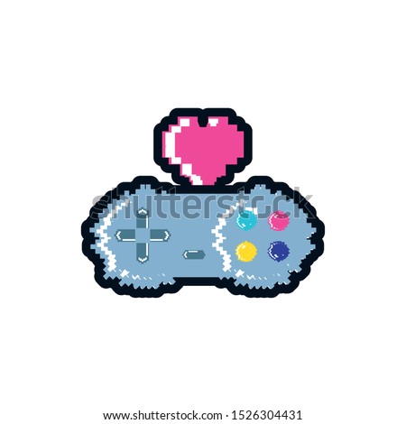 video game control with heart pixelated vector illustration design