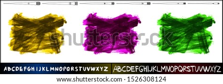 Set of brush stroke and texture. Grunge vector abstract hand - painted element. Underline and border design.