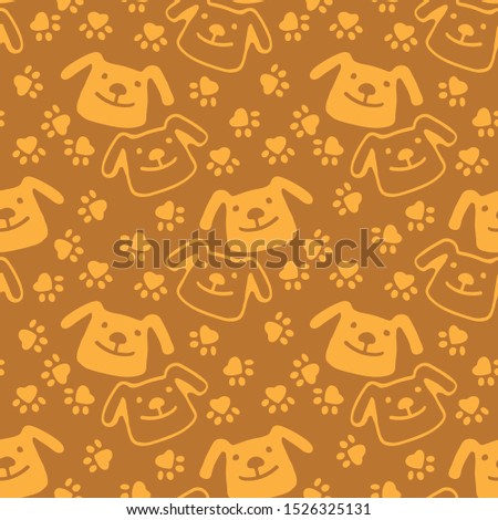 Seamless pattern with happy dog faces. Design element for wallpaper, wrapping paper, banner or fabric.