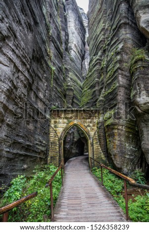 Gothic gate in Adrspach-Teplice Rocks (nature reserve in Broumov Highlands region of Czech Republic)