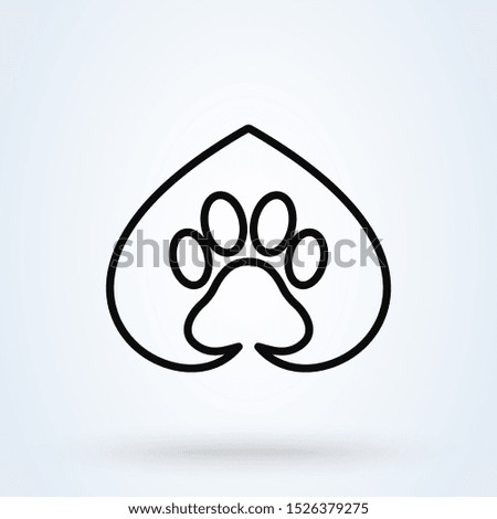 paw, Animal footprint in love symbol. Simple modern icon design illustration.