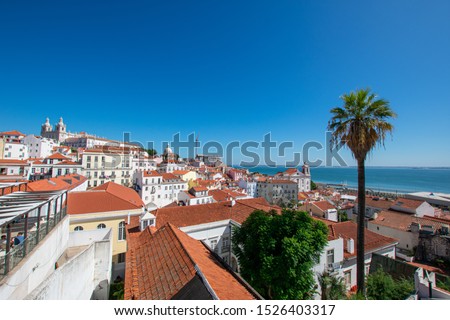 View over Lisbon Portugal towards the Targus River