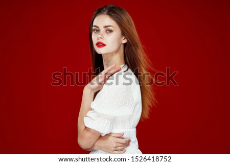 beautiful model woman looking at the camera isolated background