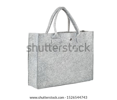 Environmental bag made of felt-isolated on white background Royalty-Free Stock Photo #1526544743