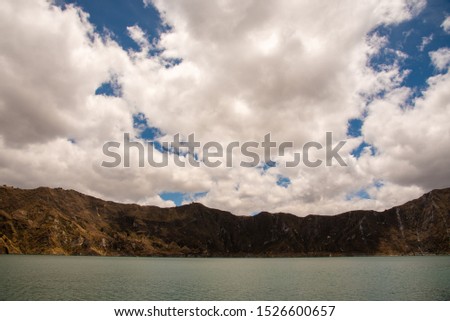 Panorama of the Quilotoa volcano with its water-filled caldera (Ecuador)