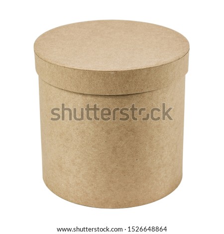 Round kraft gift box isolated on white background