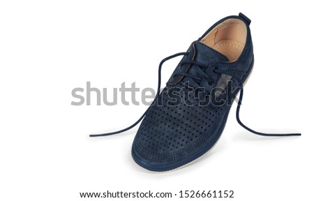 Children's classic shoes isolated on white background. Men's shoes. Comfortable shoe for children. Clipping path. Full depth of field. Place for your text.