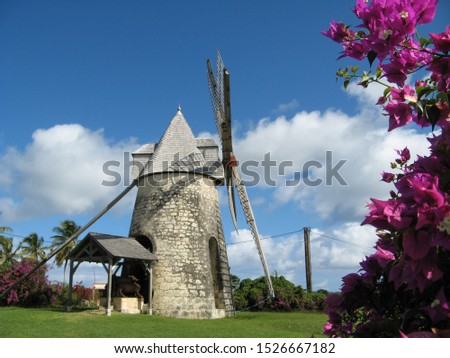 The ancient wind mill of Bezard, in the island of Marie Galante, Archipelago of Guadeloupe
