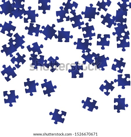 Abstract mind-breaker jigsaw puzzle dark blue pieces vector background. Top view of puzzle pieces isolated on white. Success abstract concept. Connection elements.