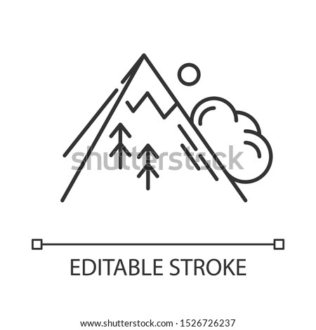 Avalanche linear icon. Sudden landslip. Unexpected landslide. Mass of snow falling down mountain side. Thin line illustration. Contour symbol. Vector isolated outline drawing. Editable stroke