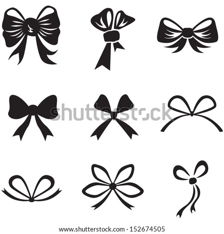 Silhouette image of different bow collection