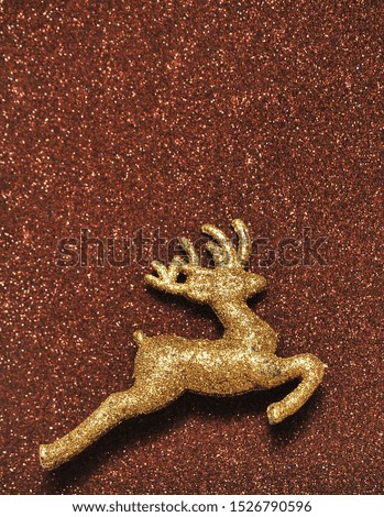 Christmas glitter deer on  sparkling background. Neon light. Christmas concept.