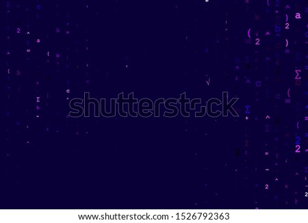 Light Purple vector pattern with arithmetic signs. Shining colorful illustration with isolated Digit signs. Pattern for ads, poster, banner of books.