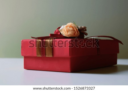 Gift box and for valentine's day Red gift box valentines day concept