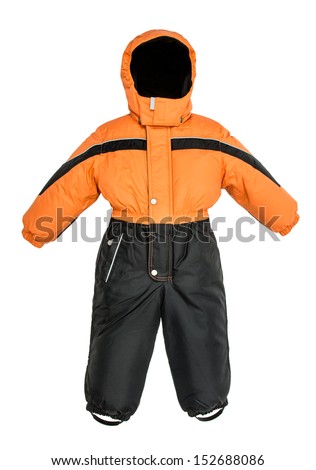 Childrens snowsuit fall on a white background Royalty-Free Stock Photo #152688086