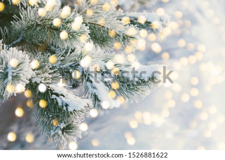 Christmas and New Year holiday background with bokeh vintage color toned