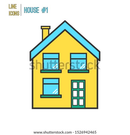 House building thin line modern minimalistic style icon. Vector illustration