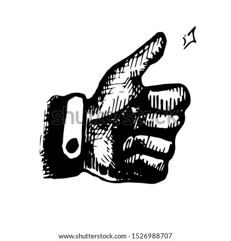 Thumbs up hand drawn vintage isolated vector icon 
