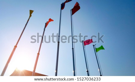 Color flag with bluesky and sunset light
