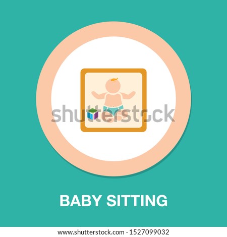 vector baby sitting illustration, cute baby - little kid, vector child
