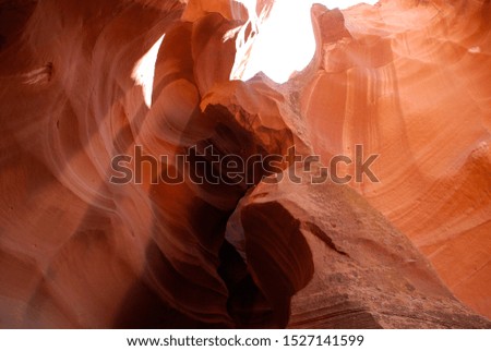 Road trip in America, abstract beauty of the red sandstone rocks in antelope canyon