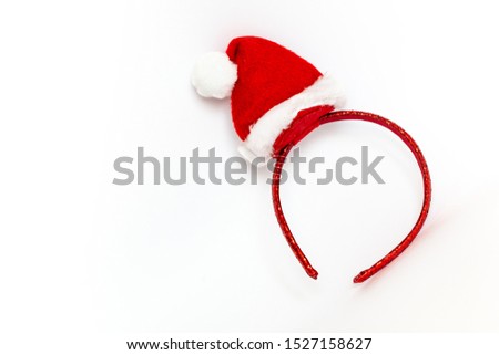 New Year. Christmas. Red Santa hat isolated on a white background. close-up