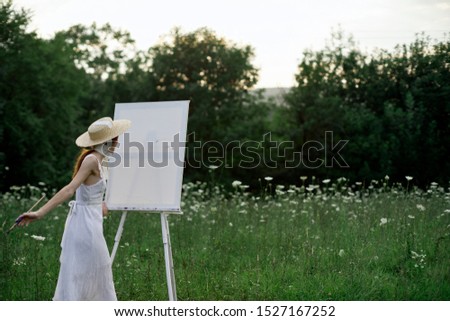 beautiful woman on white canvas young artist
