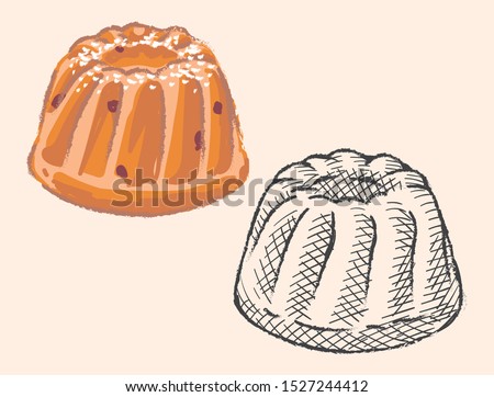 Sweet bundt cake. Vector illustration. Royalty-Free Stock Photo #1527244412