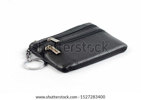 New colorful leather wallet on white background
