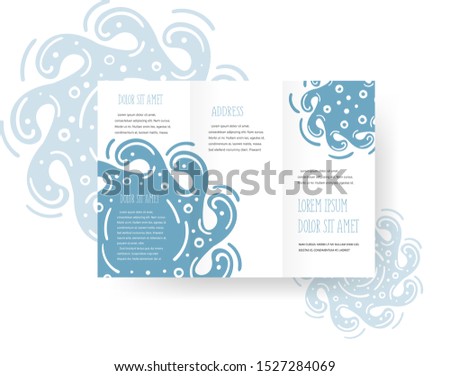 Tri-fold abstract Sea ornament brochure design template