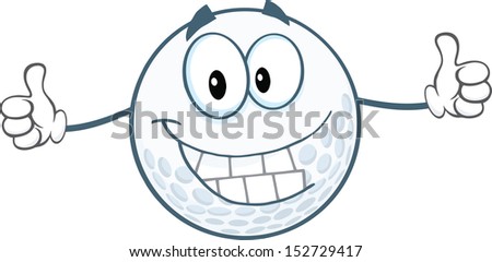 Smiling Golf Ball Cartoon Character Giving A Thumbs Up
