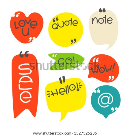 Quote bubbles vector clip-art with sample text. Empty frames for messages