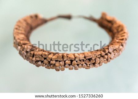Human teeth necklace (kalung, vuasagale) from West Kalimantan on the island of Borneo, Indonesia Royalty-Free Stock Photo #1527336260