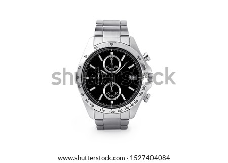 Luxury watch isolated on white background. With clipping path for artwork or design. Black. Fashion watch. Royalty-Free Stock Photo #1527404084