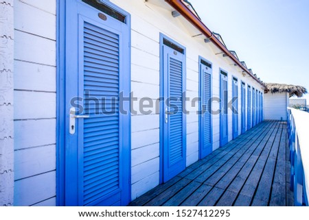 locker rooms at a beach in italy