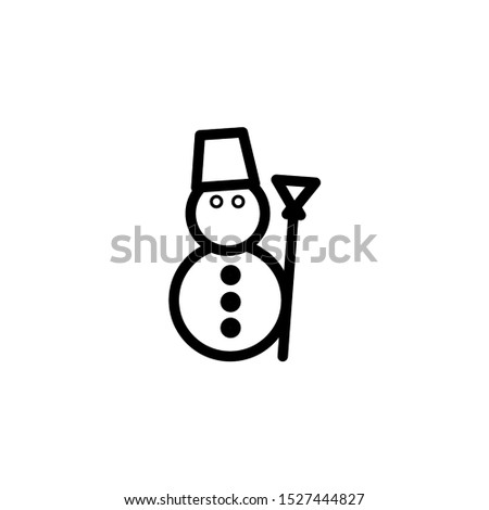 Happy winter snowman with hat and scarf line art vector icon for apps and websites