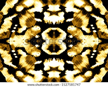 Exotic Animal Print. Yellow Leopard Fur. Brown Grunge Animal Background. Black Seamless Repeat. Hand Painted Watercolor. Gold Snake Seamless. 