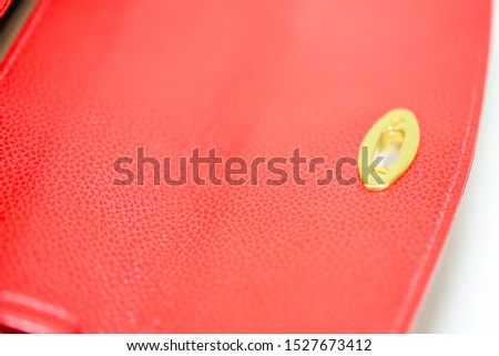 Vintage red women's handbag isolated on white background - Image