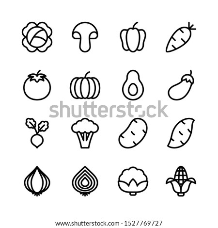 Vegetables line icons set, outline style. Vector Illustration Royalty-Free Stock Photo #1527769727