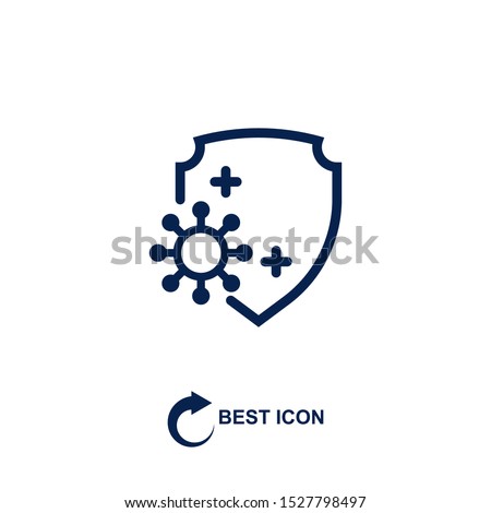 virus and shield icon on white. Health care. Antibacterial sign Royalty-Free Stock Photo #1527798497