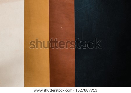 Various colour of genuine vegetable tanned leather, Cowhide texture