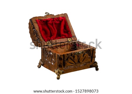 Open isolated treasure chest on the white background.