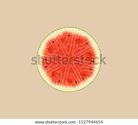 Half of Watermelon slice with seeds, isolated