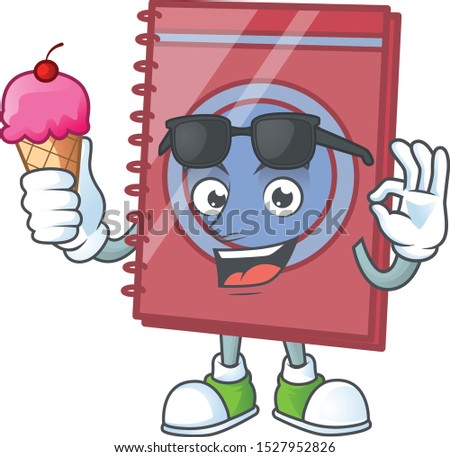 With ice cream red closed book for education object.