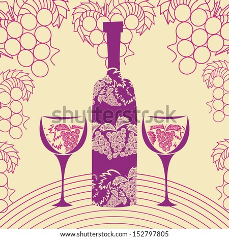 Wine bottle glass illustration