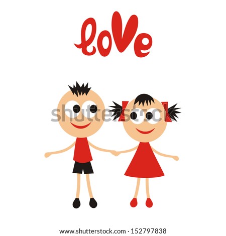 Valentines day card boy and girl illustration