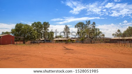 ghost village in the middle of the desert - Aboriginal village on Australian outback Royalty-Free Stock Photo #1528051985