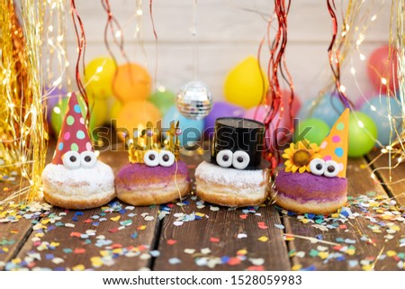 Cute party donut on a carnival party