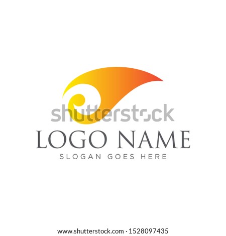Abstract Branding Logo Design Template. Flame with Curve Ornament.  